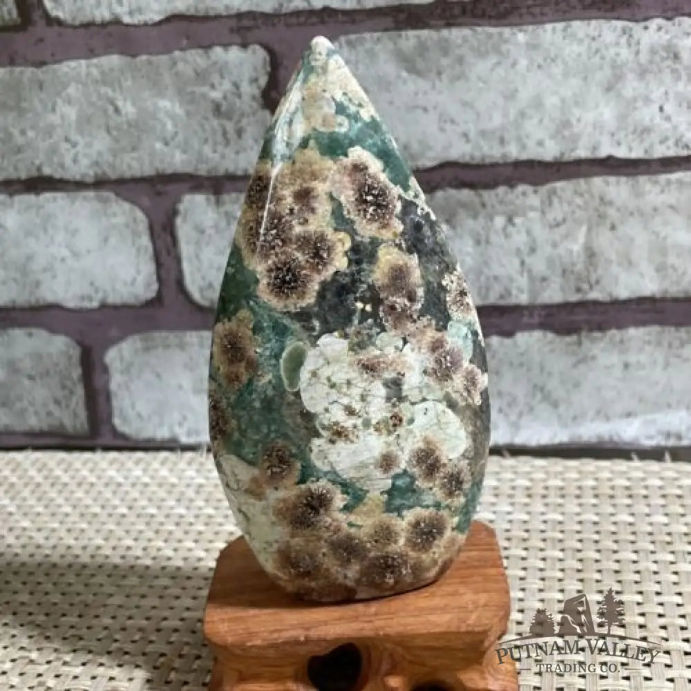 Green Flower Jasper Obelisk 0.4lb Obelisk