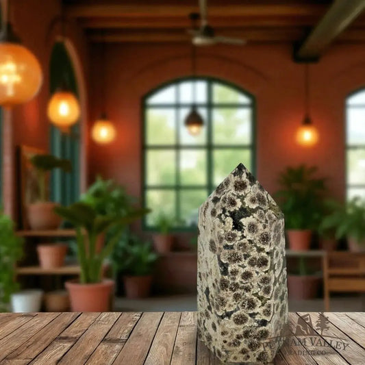 Green Flower Jasper Table Accent Column