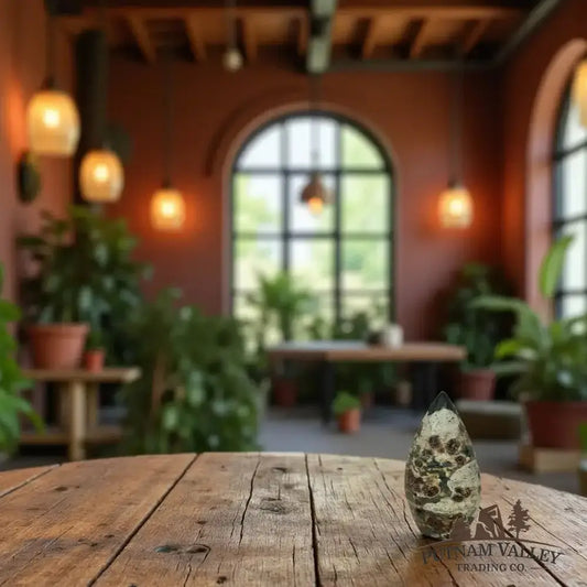 Green Flower Jasper Table Accent Detail View - Putnam Valley Trading