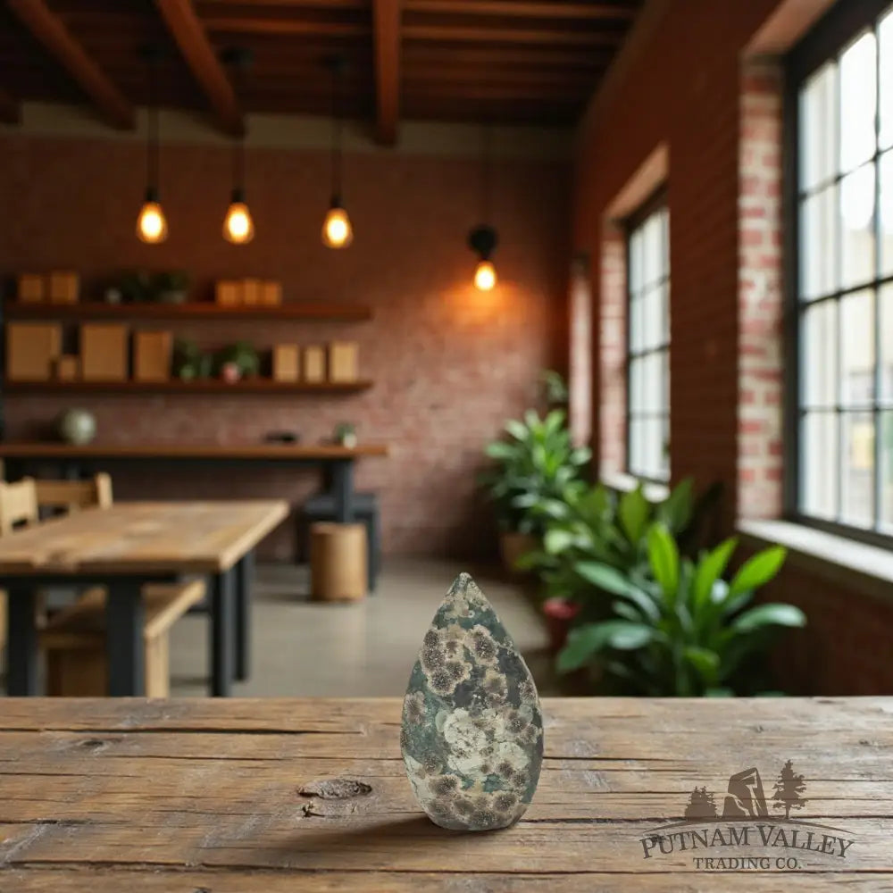 Green Flower Jasper Table Accent Obelisk