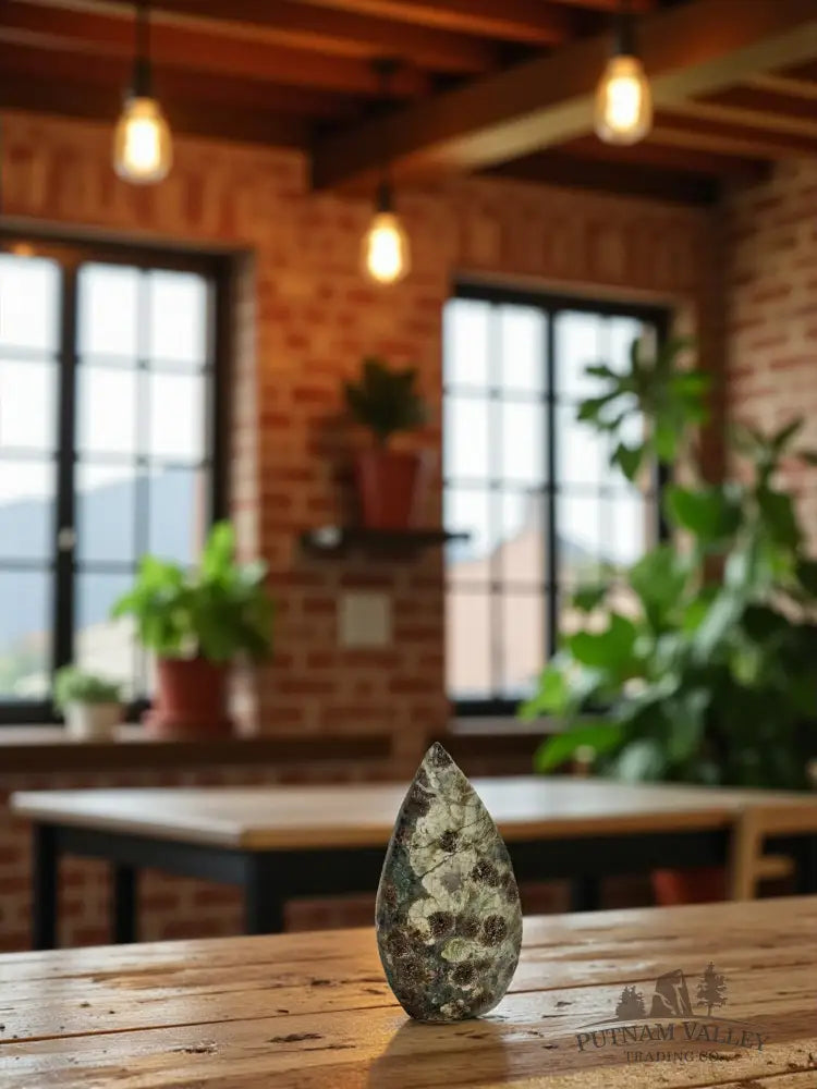 Green Flower Jasper Table Accent Obelisk