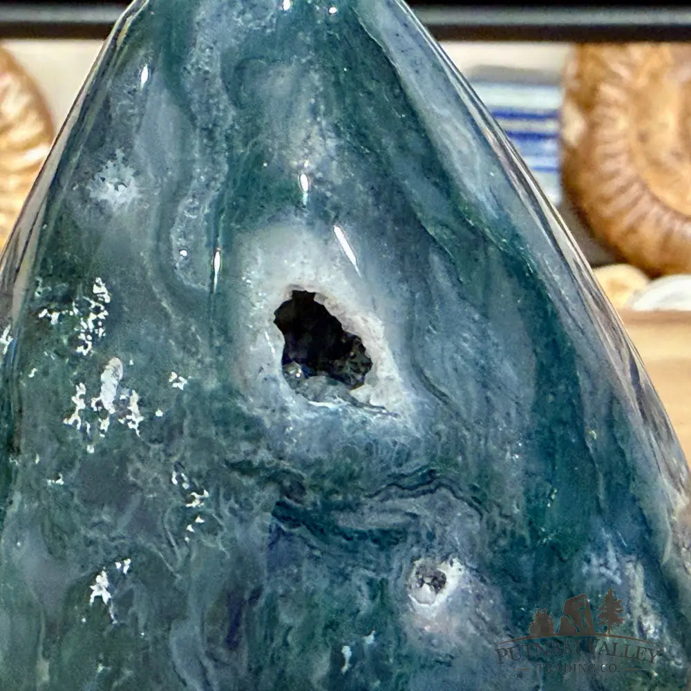 Green Moss Agate Faceted Egg 4.69’’ - Egg