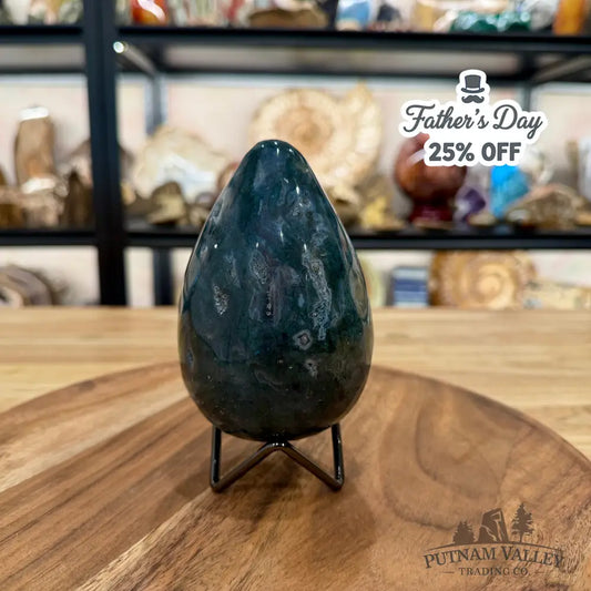 Green Moss Agate Faceted Egg 4.69’’ - Egg