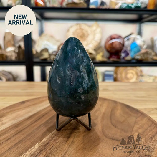 Green Moss Agate Faceted Egg 4.69’’ - Egg