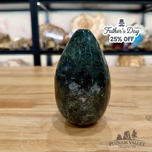 Green Moss Agate Faceted Egg Table Accent - Accent