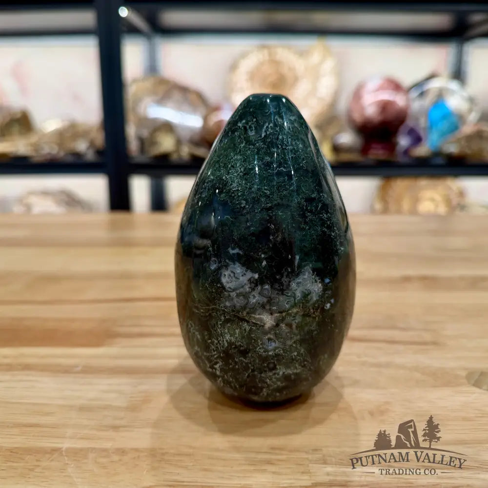 Green Moss Agate Faceted Egg Table Accent - Accent