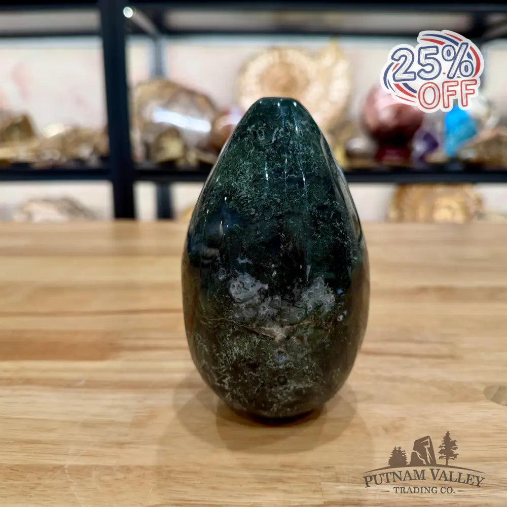 Green Moss Agate Faceted Egg Table Accent - Accent
