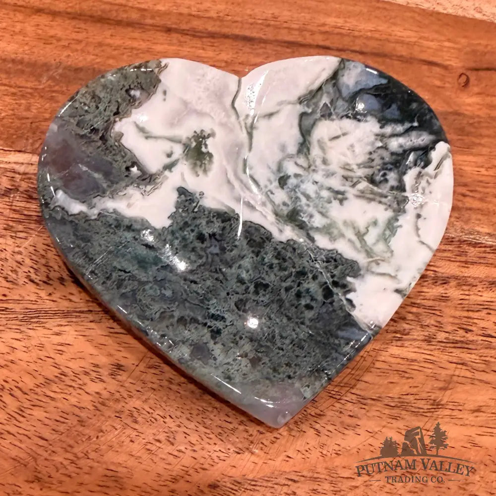 Green Moss Agate Heart Dish 3.57’’ - Plate