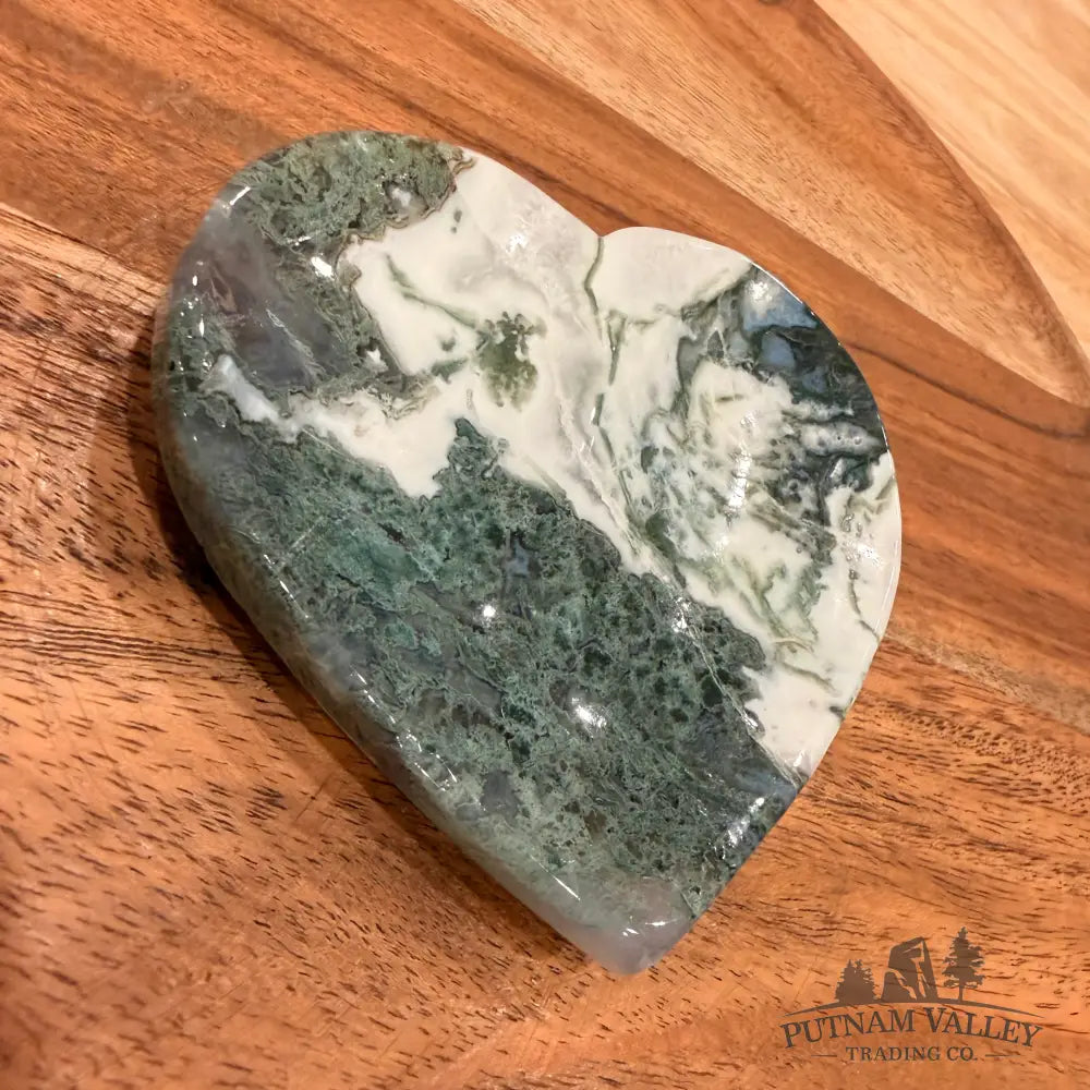 Green Moss Agate Heart Dish 3.57’’ - Plate