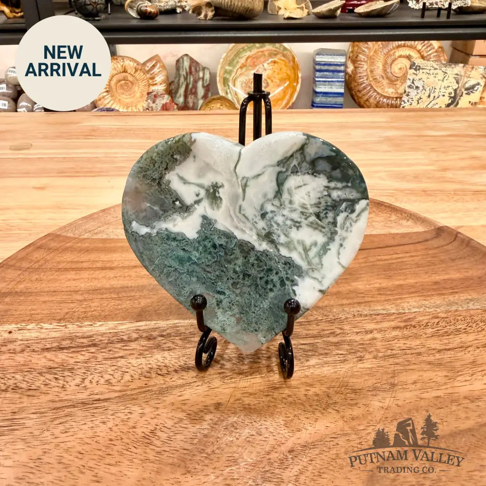 Green Moss Agate Heart Dish 3.57’’ - Plate