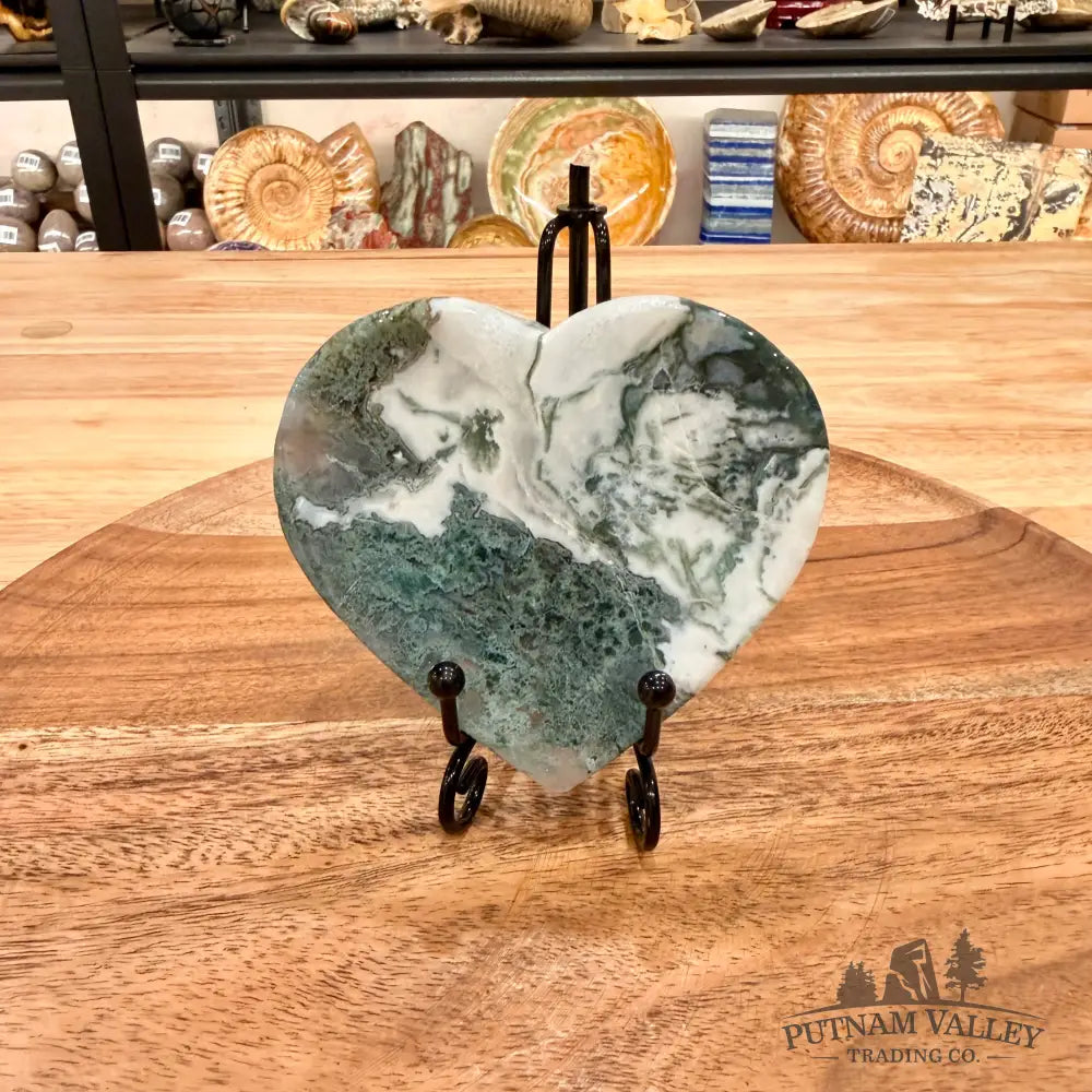 Green Moss Agate Heart Dish 3.57’’ - Plate