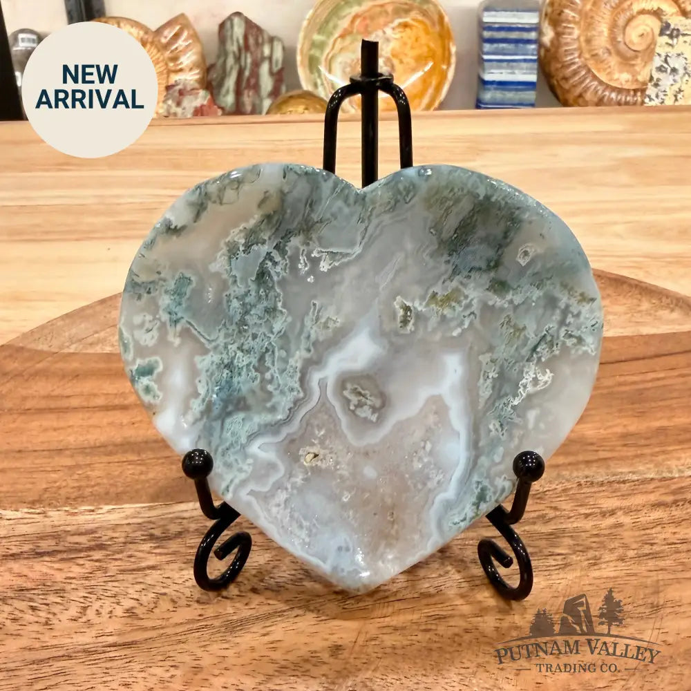 Green Moss Agate Heart Dish 3.75’’ - Plate