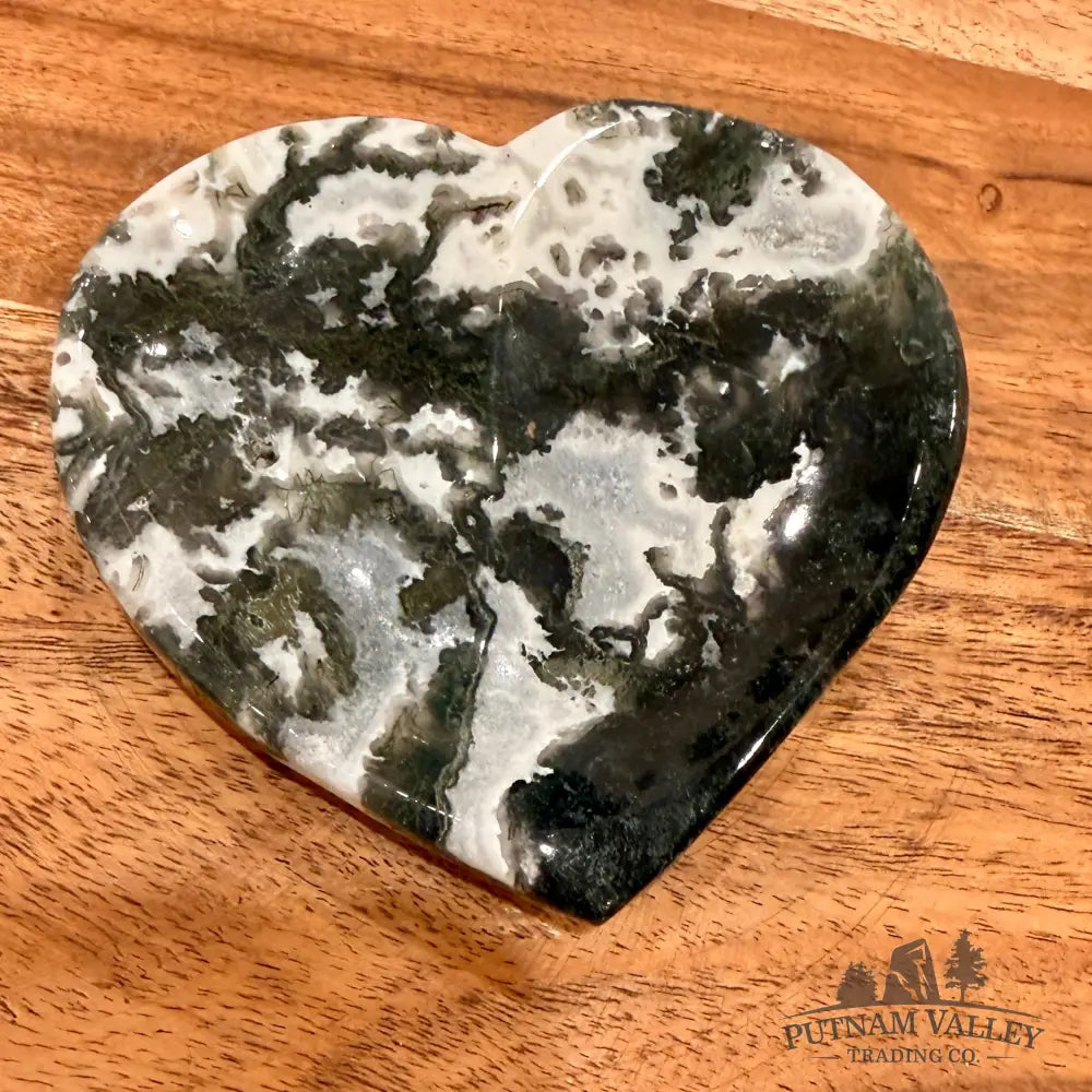 Green Moss Agate Heart Dish 3.79’’ - Plate