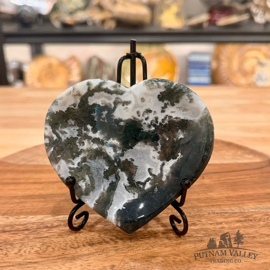 Green Moss Agate Heart Dish 3.79’’ - Plate