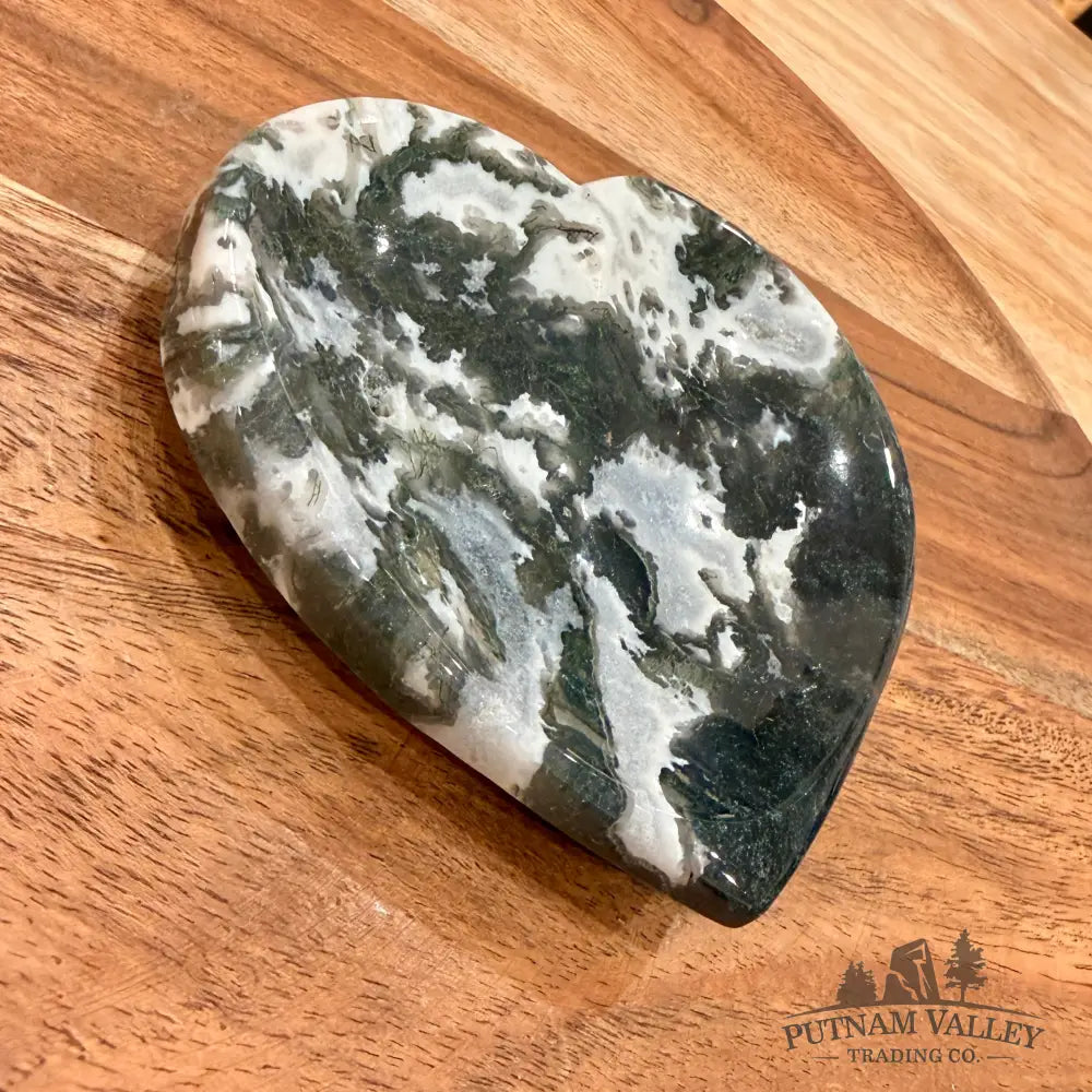 Green Moss Agate Heart Dish 3.79’’ - Plate