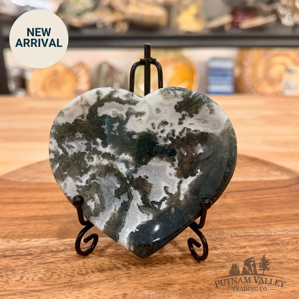 Green Moss Agate Heart Dish 3.79’’ - Plate