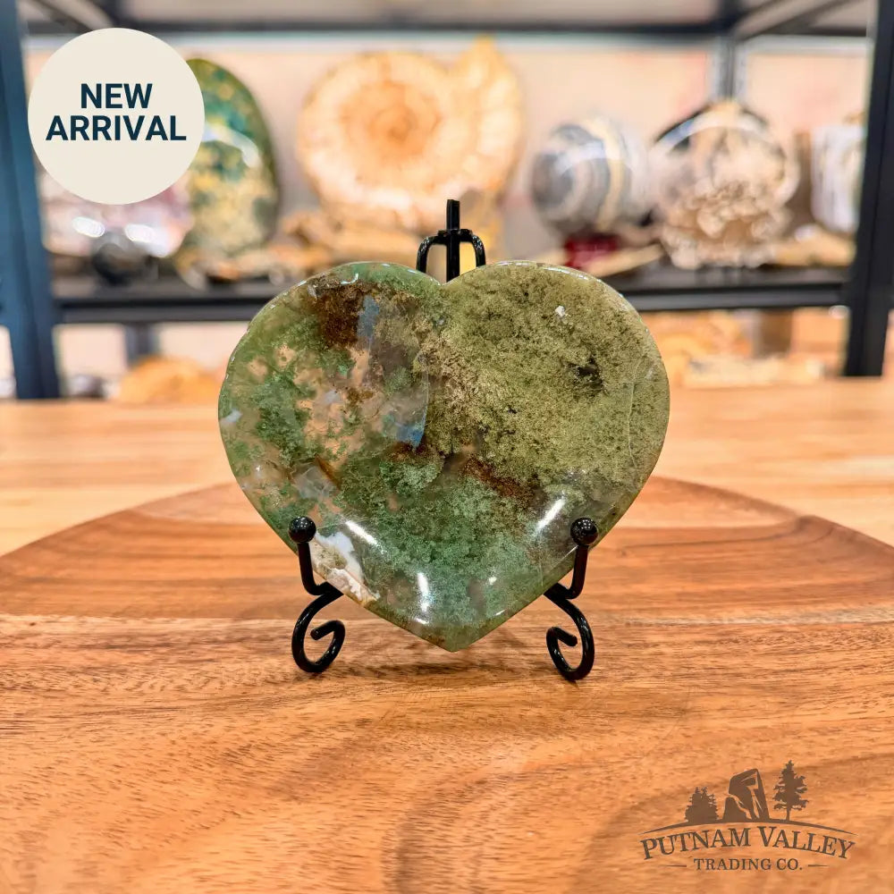 Green Moss Agate Heart Dish 4.04’’ - Plate