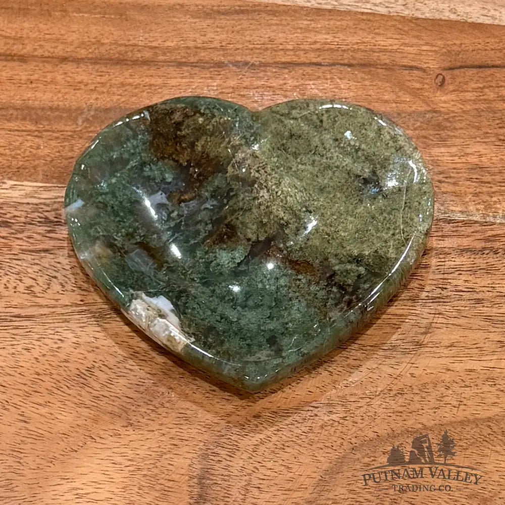 Green Moss Agate Heart Dish 4.04’’ - Plate