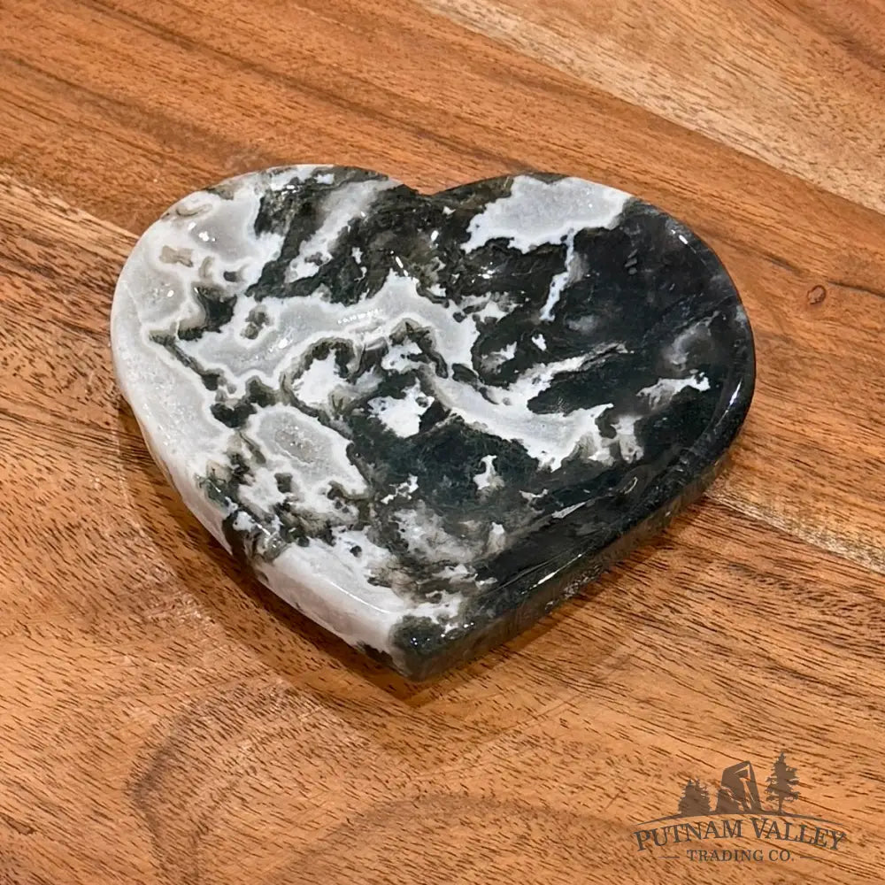 Green Moss Agate Heart Dish 4.2’’ - Plate