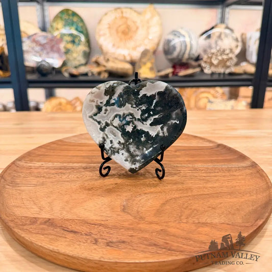 Green Moss Agate Heart Dish 4.2’’ - Plate