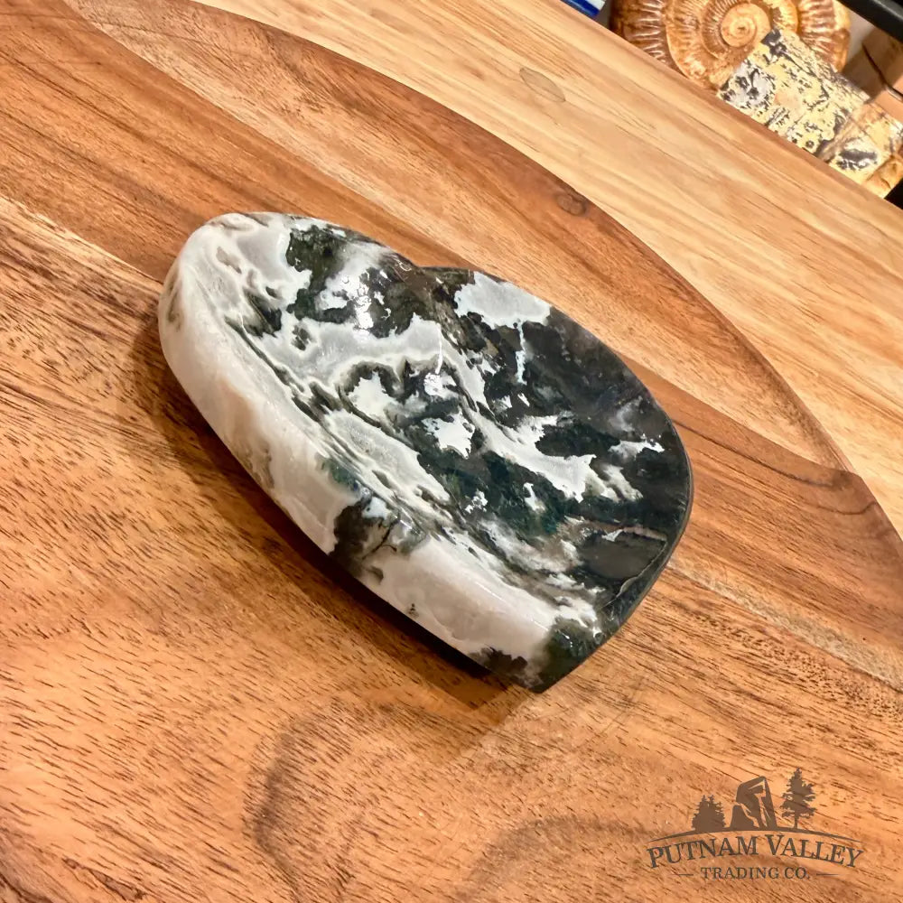 Green Moss Agate Heart Dish 4.2’’ - Plate