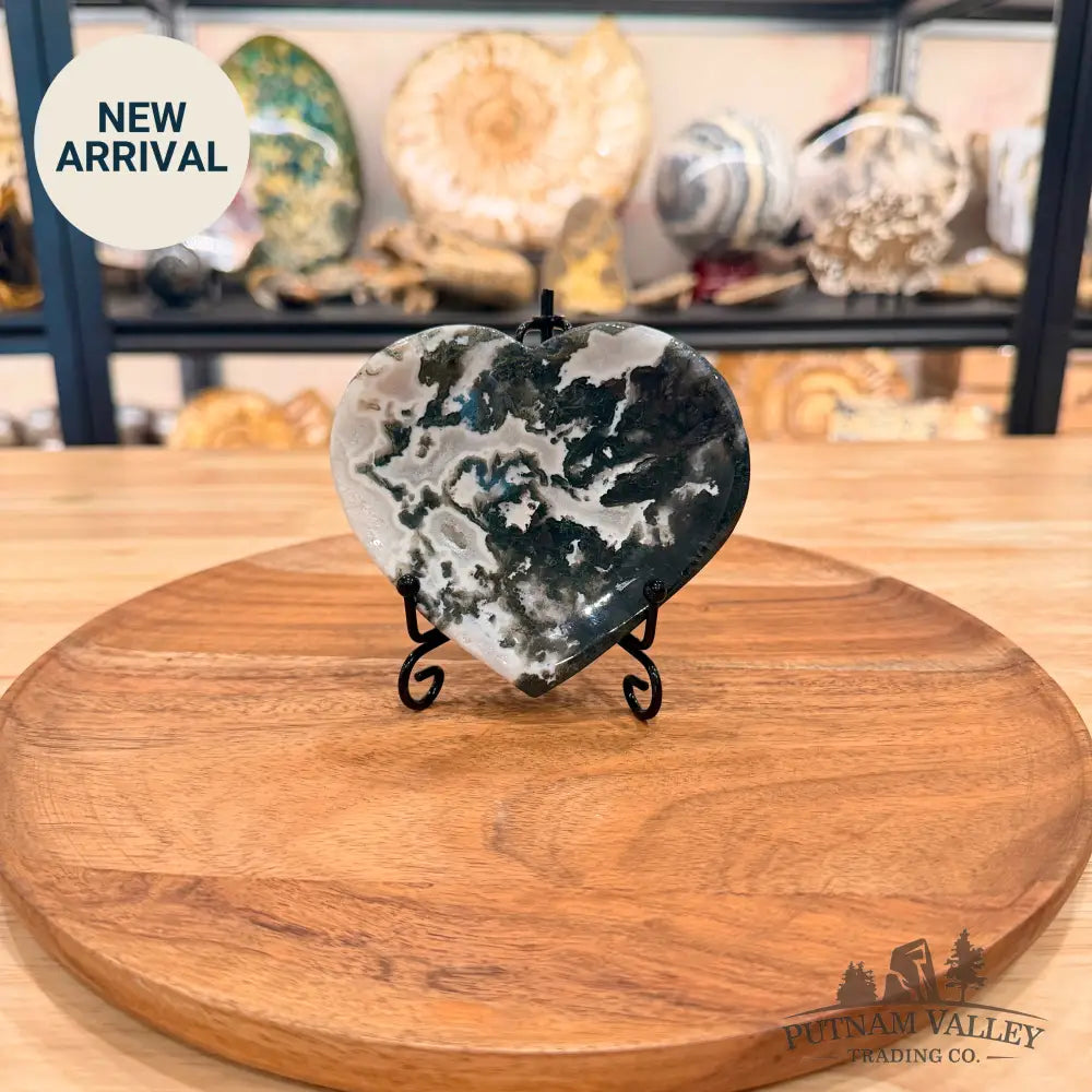Green Moss Agate Heart Dish 4.2’’ - Plate