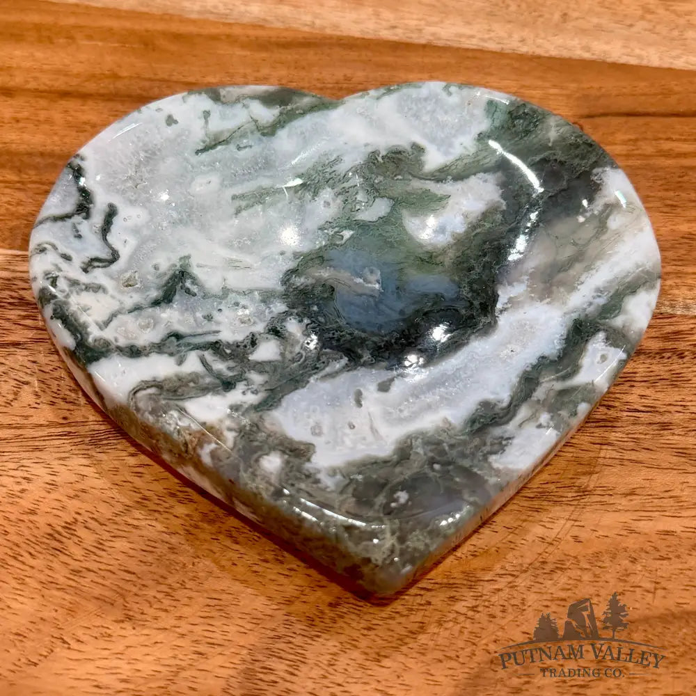 Green Moss Agate Heart Dish 4.6’’ - Plate
