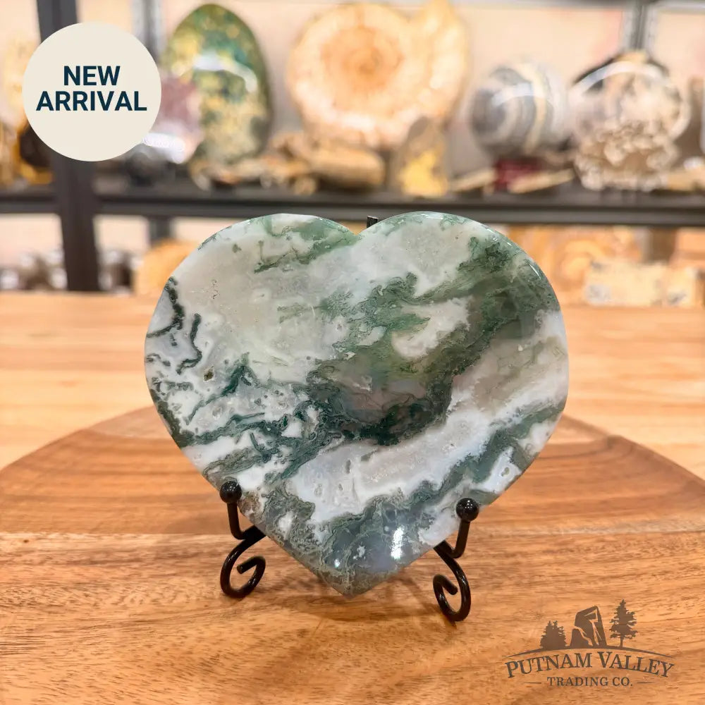 Green Moss Agate Heart Dish 4.6’’ - Plate