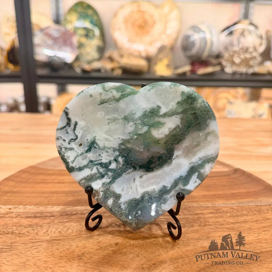 Green Moss Agate Heart Dish 4.6’’ - Plate