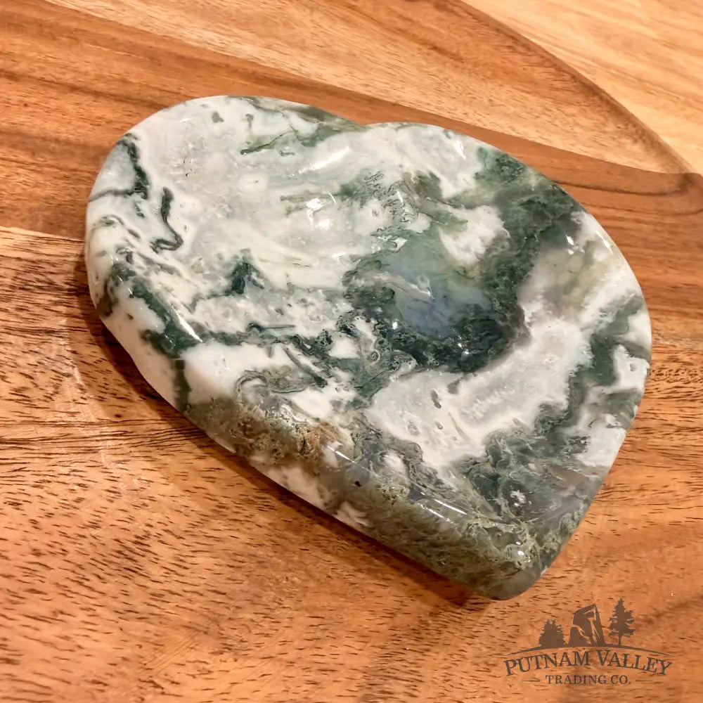 Green Moss Agate Heart Dish 4.6’’ - Plate