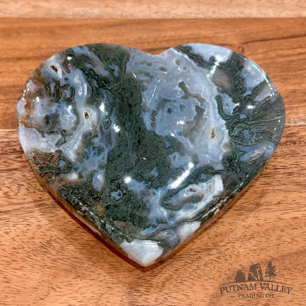 Green Moss Agate Heart Dish 4.61’’ - Plate
