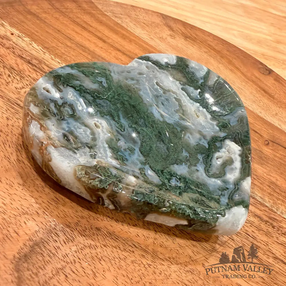Green Moss Agate Heart Dish 4.61’’ - Plate