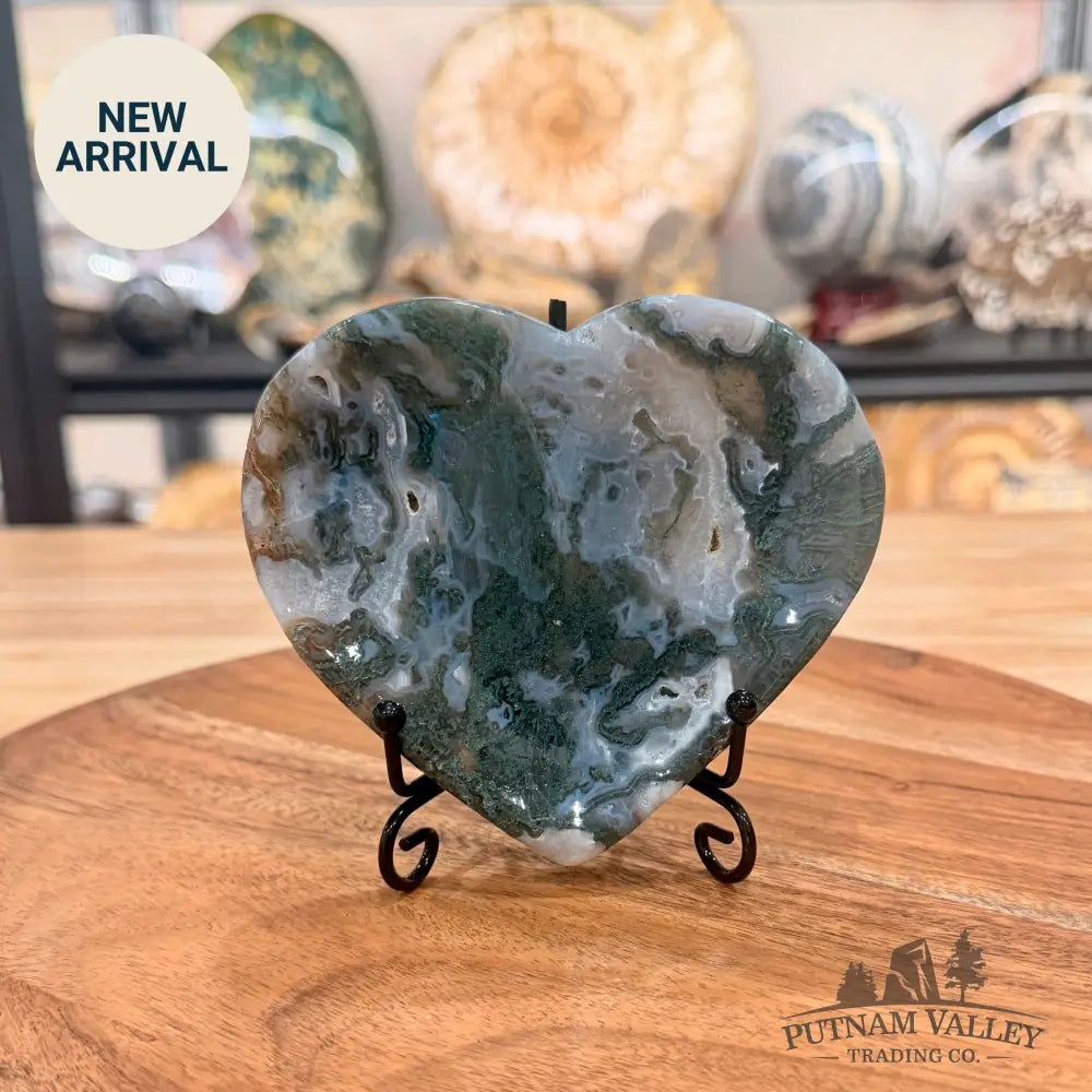 Green Moss Agate Heart Dish 4.61’’ - Plate