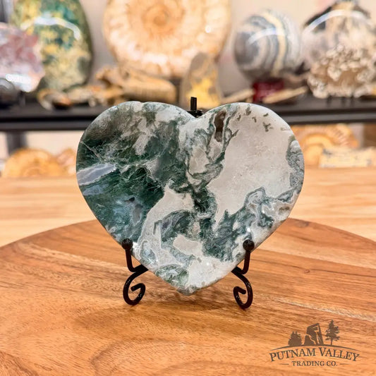 Green Moss Agate Heart Dish 4.65’’ - Plate