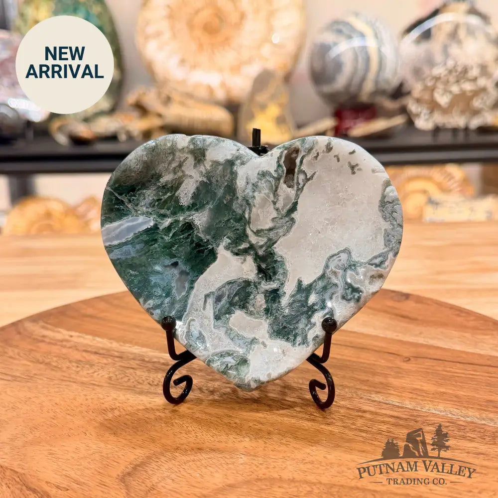Green Moss Agate Heart Dish 4.65’’ - Plate