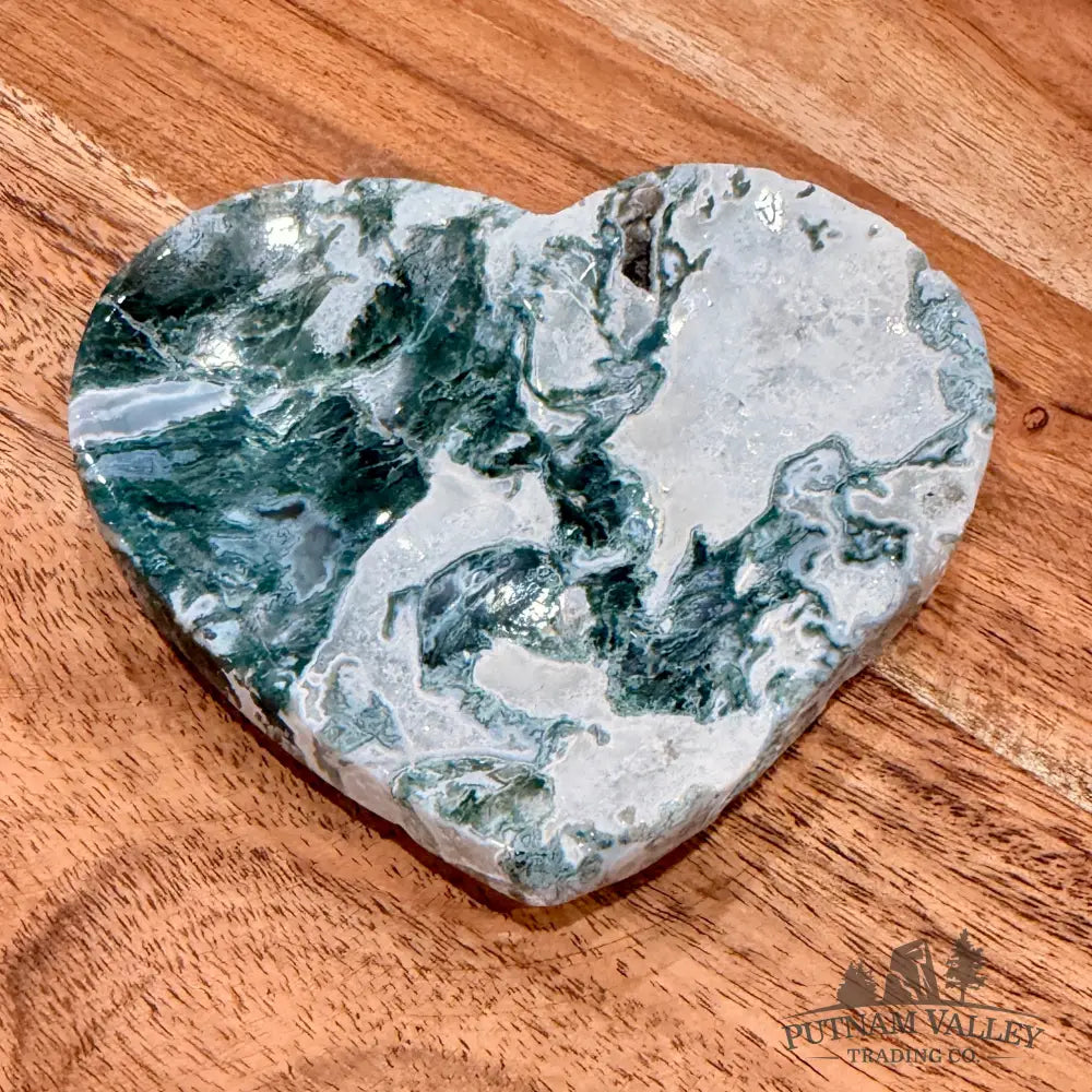Green Moss Agate Heart Dish 4.65’’ - Plate