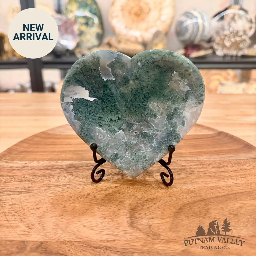 Green Moss Agate Heart Dish 4.67’’ - Plate