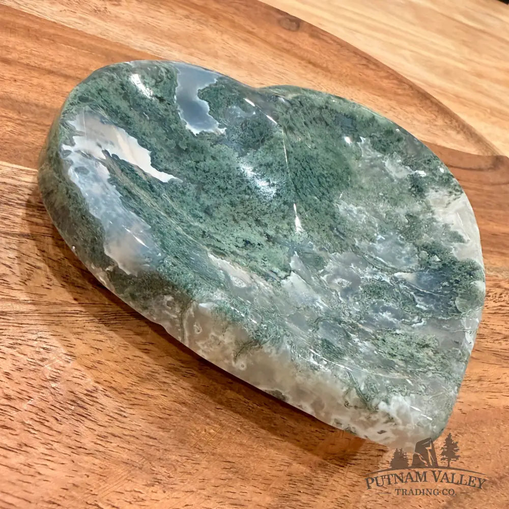 Green Moss Agate Heart Dish 4.67’’ - Plate