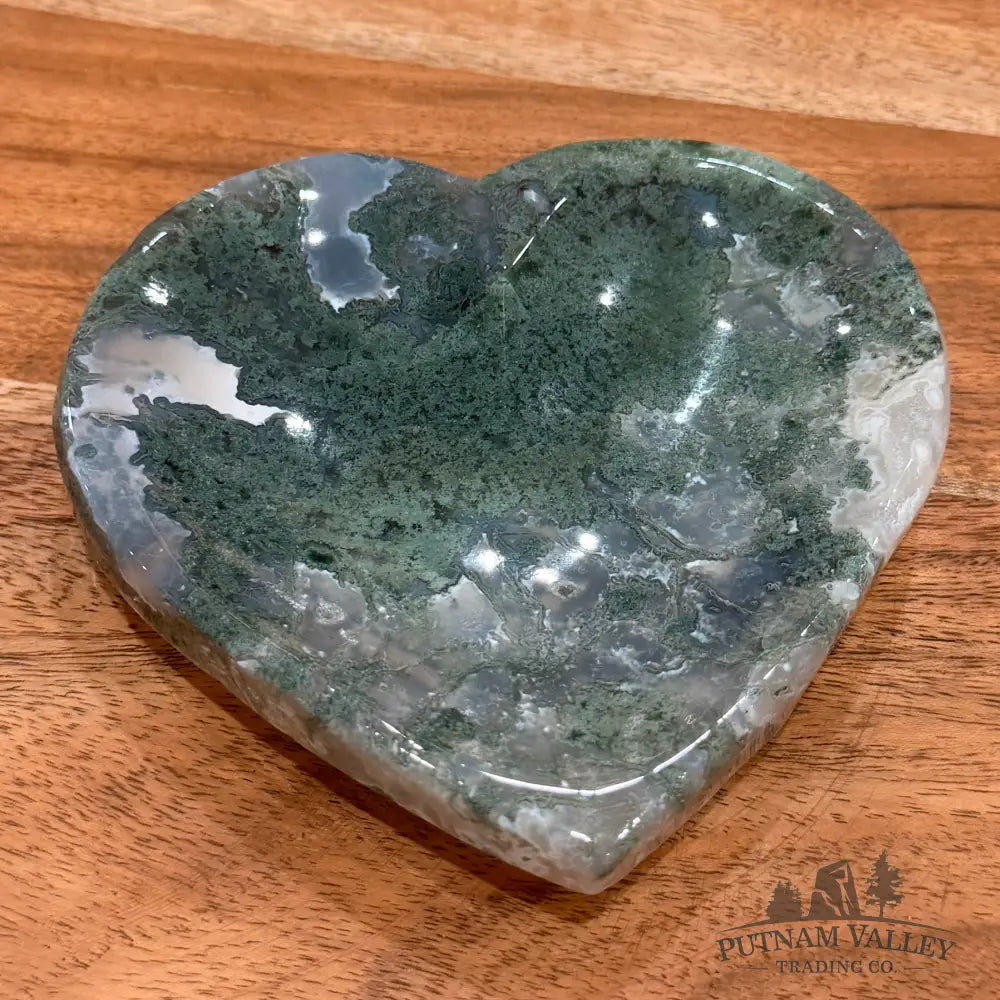 Green Moss Agate Heart Dish 4.67’’ - Plate