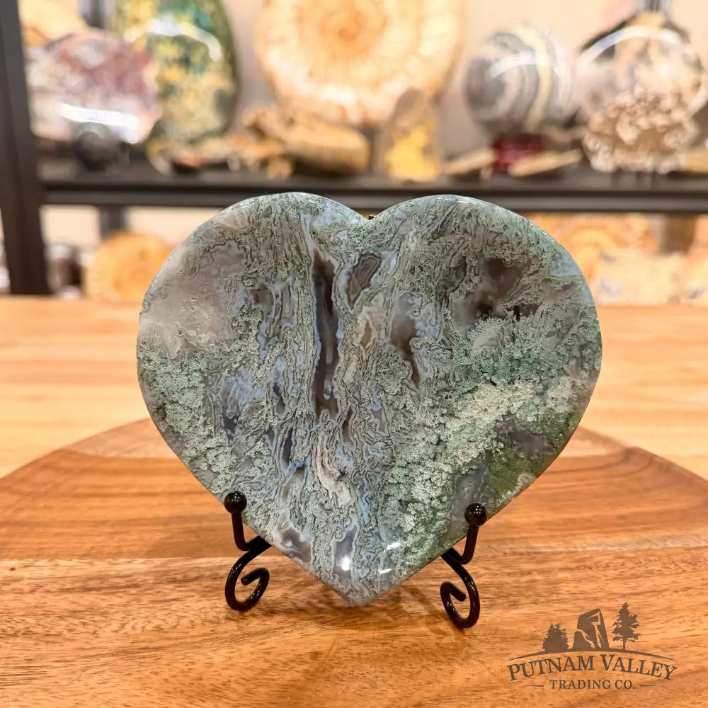 Green Moss Agate Heart Dish 4.87’’ - Plate