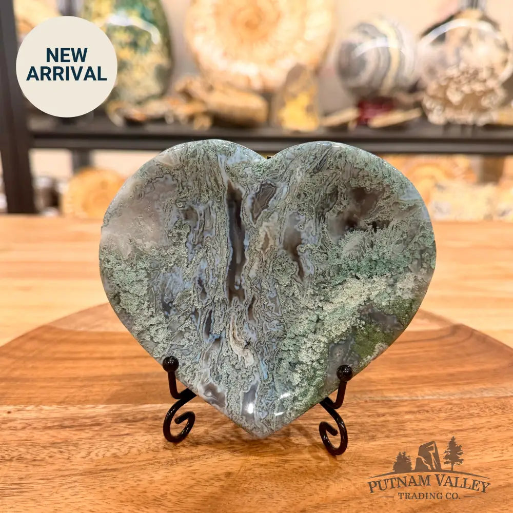 Green Moss Agate Heart Dish 4.87’’ - Plate