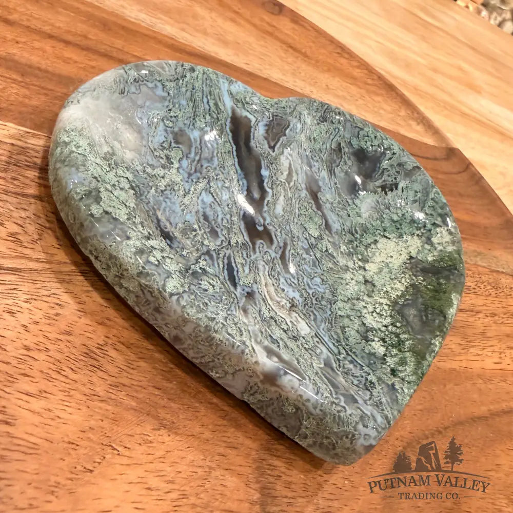 Green Moss Agate Heart Dish 4.87’’ - Plate