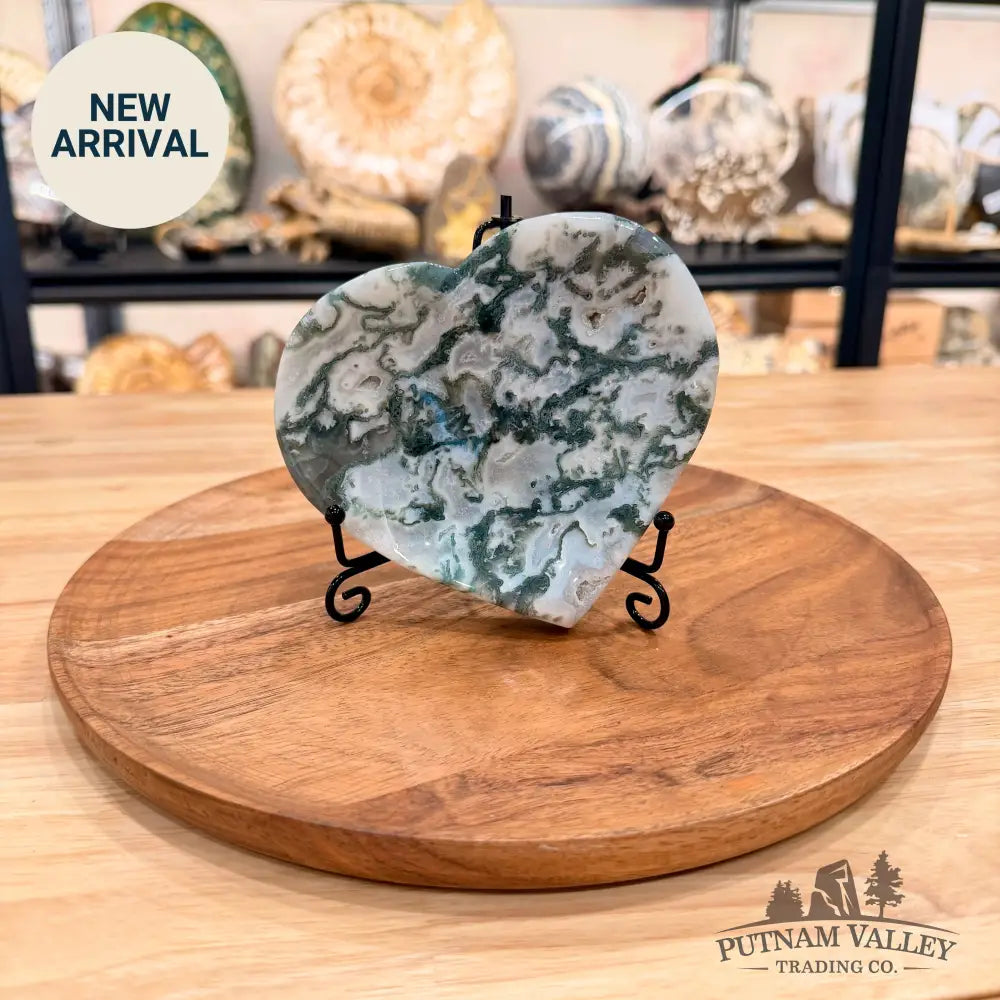 Green Moss Agate Heart Dish 5.19’’ - Plate