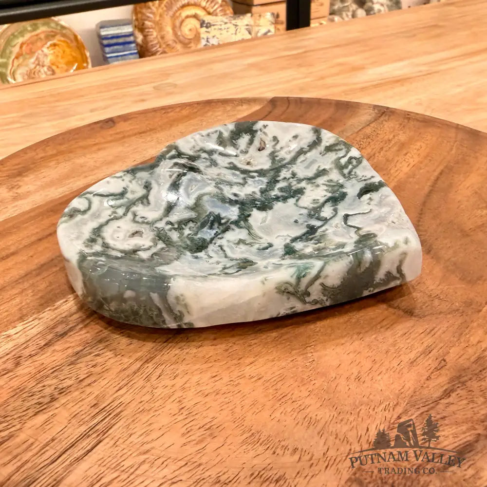 Green Moss Agate Heart Dish 5.19’’ - Plate
