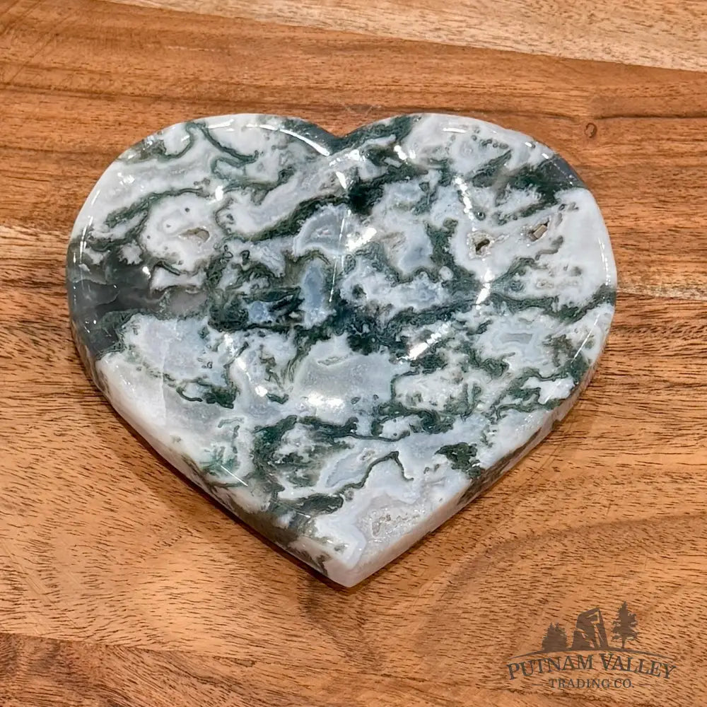 Green Moss Agate Heart Dish 5.19’’ - Plate
