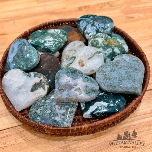 Green Moss Agate Hearts Heart