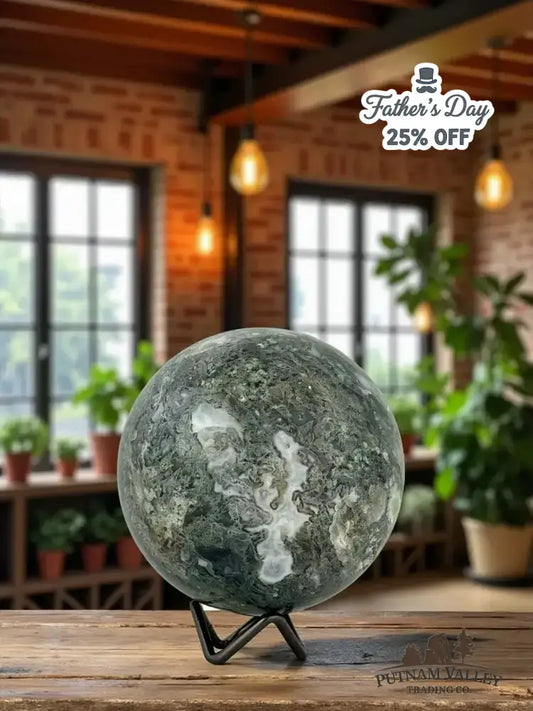 Green Moss Agate Sphere 4.2" - Putnam Valley Trading Co.
