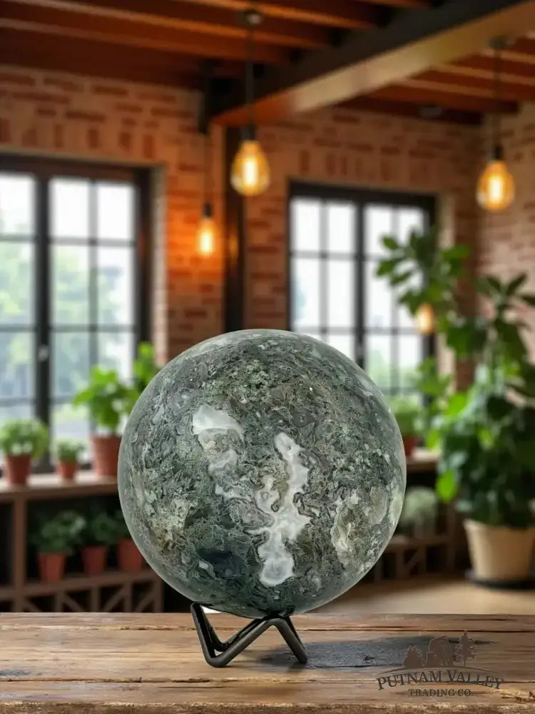 Green Moss Agate Sphere 4.2" - Putnam Valley Trading Co.