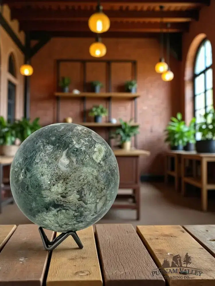Green Moss Agate Sphere 4.2" - Putnam Valley Trading Co.