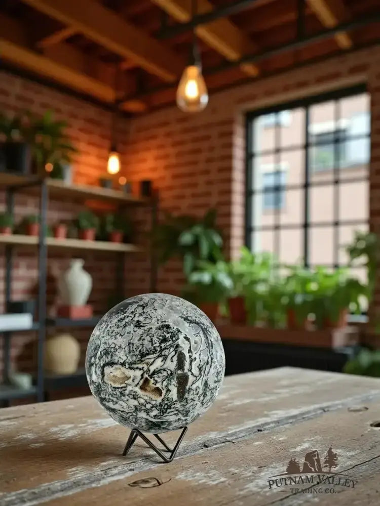 Green Moss Agate Sphere 5.9" - Putnam Valley Trading Co.